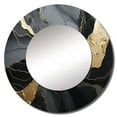 thumbnail image 2 of Designart "Minimalism Chrome Black And Gold Potteries" Abstract Spirals Round Mirror Wall Decor Modern - Large Black Round Office Mirror - Round Mirror - 23" x 23", 2 of 6