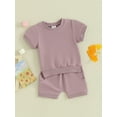 thumbnail image 3 of Coduop Toddler Baby Girl Summer Outfit Short Sleeve T-shirt Tee Tops + Shorts Set, 3 of 9