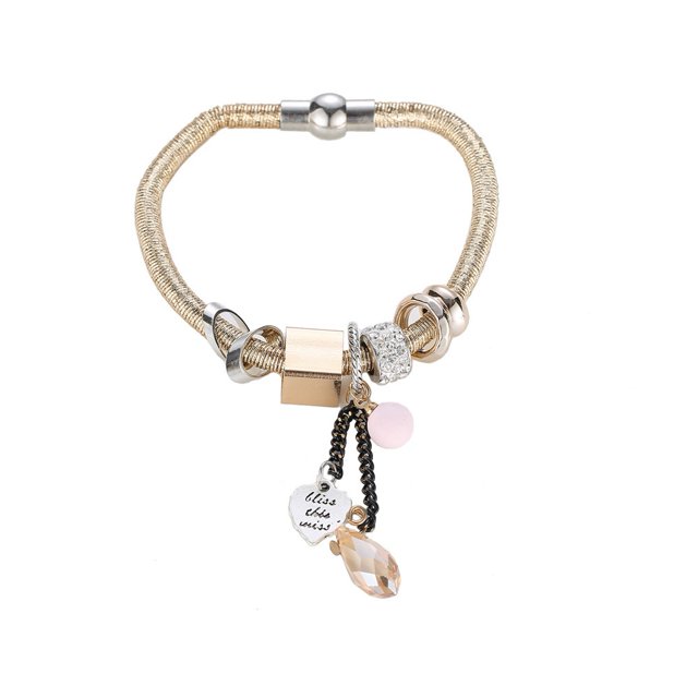 Joyería de pulsera con colgante de cristal de aleación de diamantes de imitación de personalidad brillante (beige)