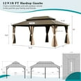 thumbnail image 6 of Mondawe 12' X 18' Hardtop Gazebo, Aluminum Metal Gazebo with Galvanized Steel Double Roof Canopy, Curtain and Netting, Permanent Gazebo Pavilion for Party, Wedding, Outdoor Dining, Brown, 6 of 6