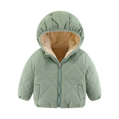

Baby Boys Fleece Lined Warm Coat Toddler Girls Long Sleeve Plush Zipper Hoodie Down Puffer Jacket Winter Clothes