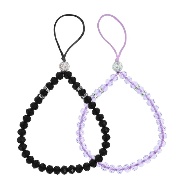 2pcs Creative Beads Phone Lanyards Exquisite Crystal Phone Hanging Straps