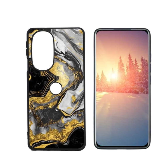 Compatible with Motorola Edge Plus 2022 Phone Case, Golden-Marble Case Men Women, Flexible Silicone Shockproof Case for Motorola Edge Plus 2022