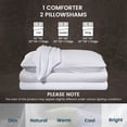 thumbnail image 3 of Sleep Zone Queen Washed Comforter Set, 3 Pieces Lightweight Breathable Fluffy Bedding Set, White, 3 of 6