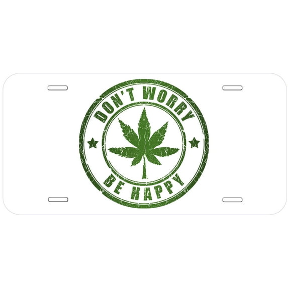 Dont Worry Be Happy White Novelty Car Auto License Plate