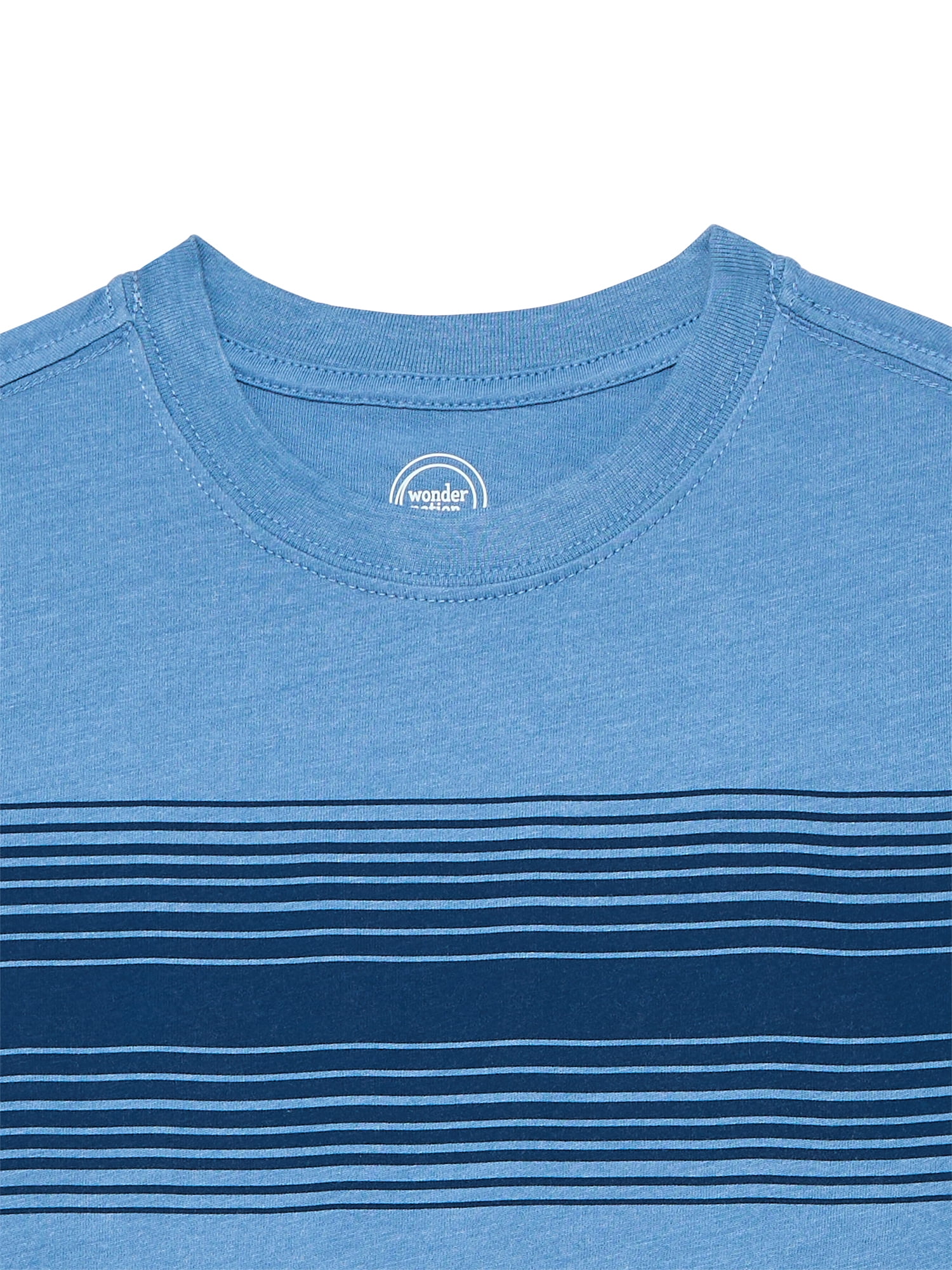 Wonder Nation Little and Big Boys Chest Stripe Tee with Short Sleeves, Sizes 4-18 & Husky