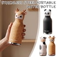 thumbnail image 3 of Multicolor Cute Animal Stainless Steel Water Bottle 480ml Double Straw Lid Leak Proof Vacuum Insulated Thermos for Kids Students School, 3 of 10