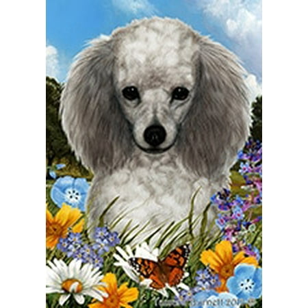 Poodle Silver - Best of Breed Summer Flowers Garden Flags