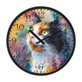 thumbnail image 2 of Voice Activated Clock with Glow Light 12 Inch Large Silent Wall Clock Battery Operated for Home Decor Watercolor Calico Cat, 2 of 8