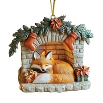 Elainilye Fox Christmas Ornament Cute Acrylic Tree Pendant for Holiday Decor, Adorable Animal Themed Ornament for Tree and Gift, Festive Hanging Decoration for Kids and Family