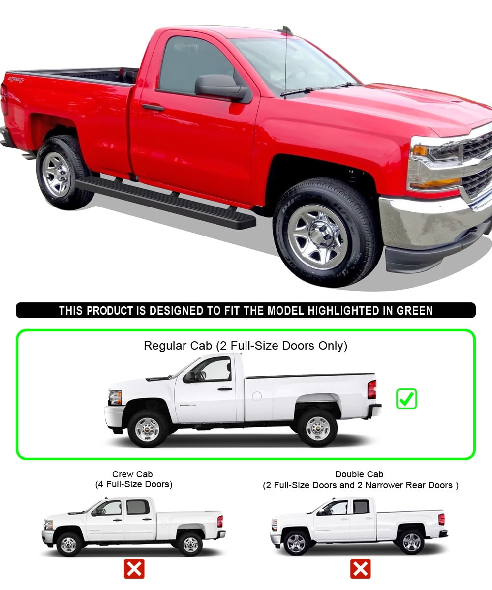 APS Wheel to Wheel Running Boards 6in Compatible with Chevy Silverado GMC Sierra 2007-2018 Regular Cab 6.5ft Bed & 2500 3500 2019 (Exclude 07 Classic) (Nerf Bars Side Steps Side Bars)