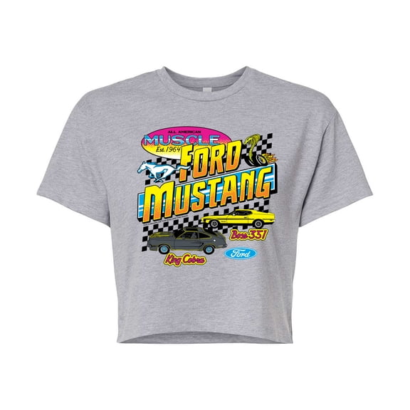 Ford - Ford Mustang 1978 King Cobra 1971 Boss 351 - Juniors Cropped Graphic T-Shirt