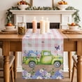 thumbnail image 2 of Table Runner 72 Inches Long for Kitchen Dining, Blue Purple Floral Dresser Scarf Farmhouse, Dining Table Decorations for Wedding/Parties, Spring Hydrangea Flower Truck Pink Plaid 13 x 72 In, 2 of 8