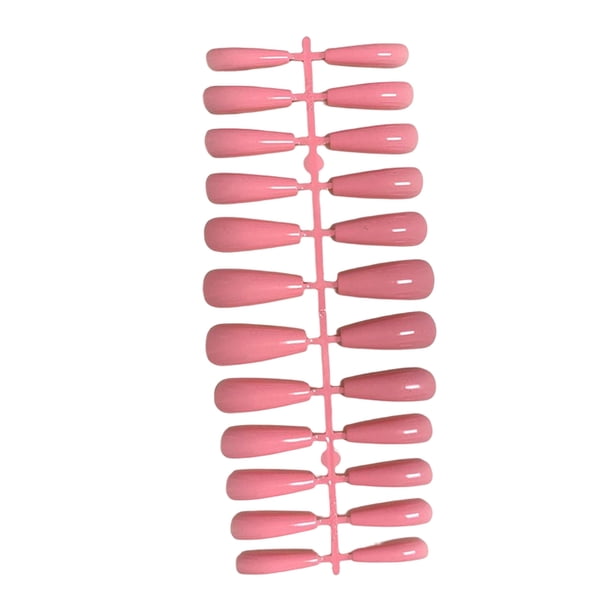 Qarigey 24 piezas de barniz de diseño de ataúd de uñas postizas puntas de uñas artificiales extralargas suministros de manicura estilo Arte de uñas rosado