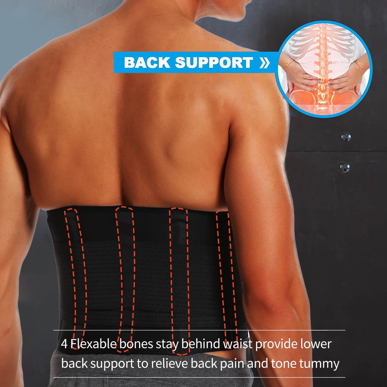 Vaslanda Neoprene Waist Trainer Belt for Men - Waist Cincher Trimmer - Slimming Body Shaper Belt - Sport Girdle Belt