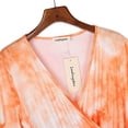 thumbnail image 4 of Women Deep V Neck Empire Waist Skater Dress Long Sleeve Print Ruffle Hem Summer Dresses, 4 of 9