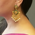 thumbnail image 3 of Efulgenz Indian Chandbali Earrings Green Bridal Traditional Crystal Kundan Dangling Earrings Faux Pearl Drop Dangle Statement Wedding Earrings Set for Women, 3 of 6