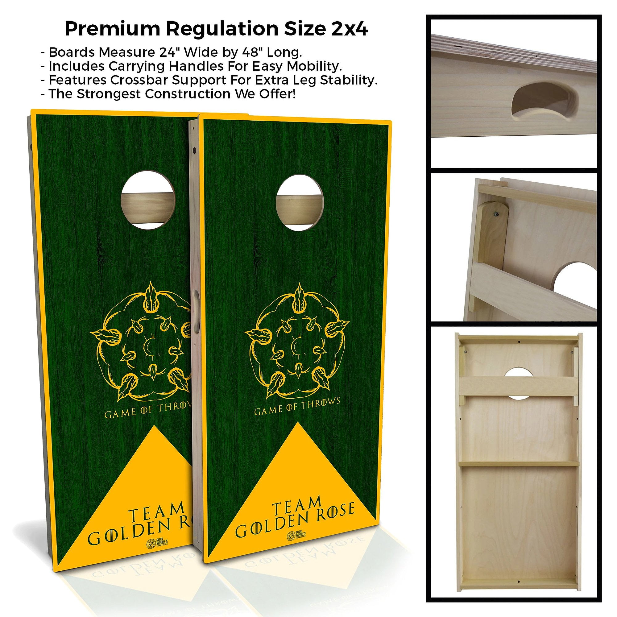 Skip's Garage Team Golden Rose Solid Wood Cornhole Board Set - Walmart.com