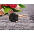 thumbnail image 3 of Cushion Cut 1.80 Carat Black Diamond Moissanite Engagement Ring Wedding Ring 10k Rose Gold Unique Basket Prongs, 3 of 6