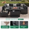 thumbnail image 2 of LazySunsets 8-Piece Outdoor Patio Furniture Set with Fire Pit Table, Wicker Rattan Sectional Sofa Conversation Sets, Dark Gray, 2 of 8