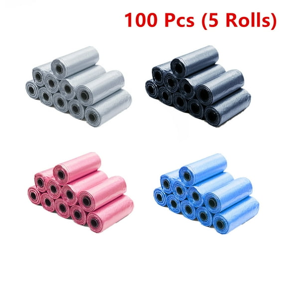 Pack of 5 DOG PET WASTE POOP BAGS, UNSCENTED, REFILL ROLLS, Multicolor