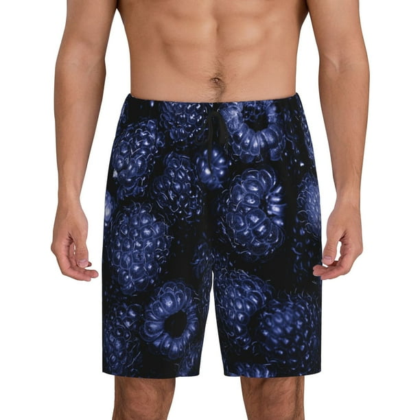 Fotbe Blue-Purple Raspberries Pantalones Cortos de Pijama para Hombre, Ropa de Dormir, Pantalones de Pijama Cortos para Hombre-Medium