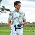thumbnail image 5 of Balery Dragonfly Floral Printed Men’s Short Sleeve Polo Shirt, Midweight Men's Shirt,Golf Polo shirts -3X-Large, 5 of 8