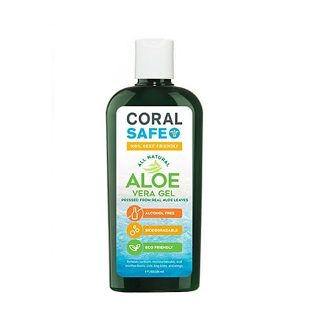 Coral Safe Natural Aloe Vera Gel - Biodegradable and Reef Friendly, 8 fl