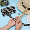 thumbnail image 3 of Cinta de adorno de tweed perlado de 6 yardas, cinta de adorno negra de 1 pulgada de ancho con cuentas de perlas, cinta de poliéster plisada perlada para coser, cinta floral perlada, 3 of 9