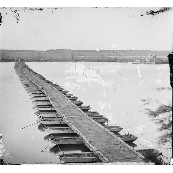 The Civil War. Pontoon Bridge Across The James River. Jones' Landing History (36 x 24)
