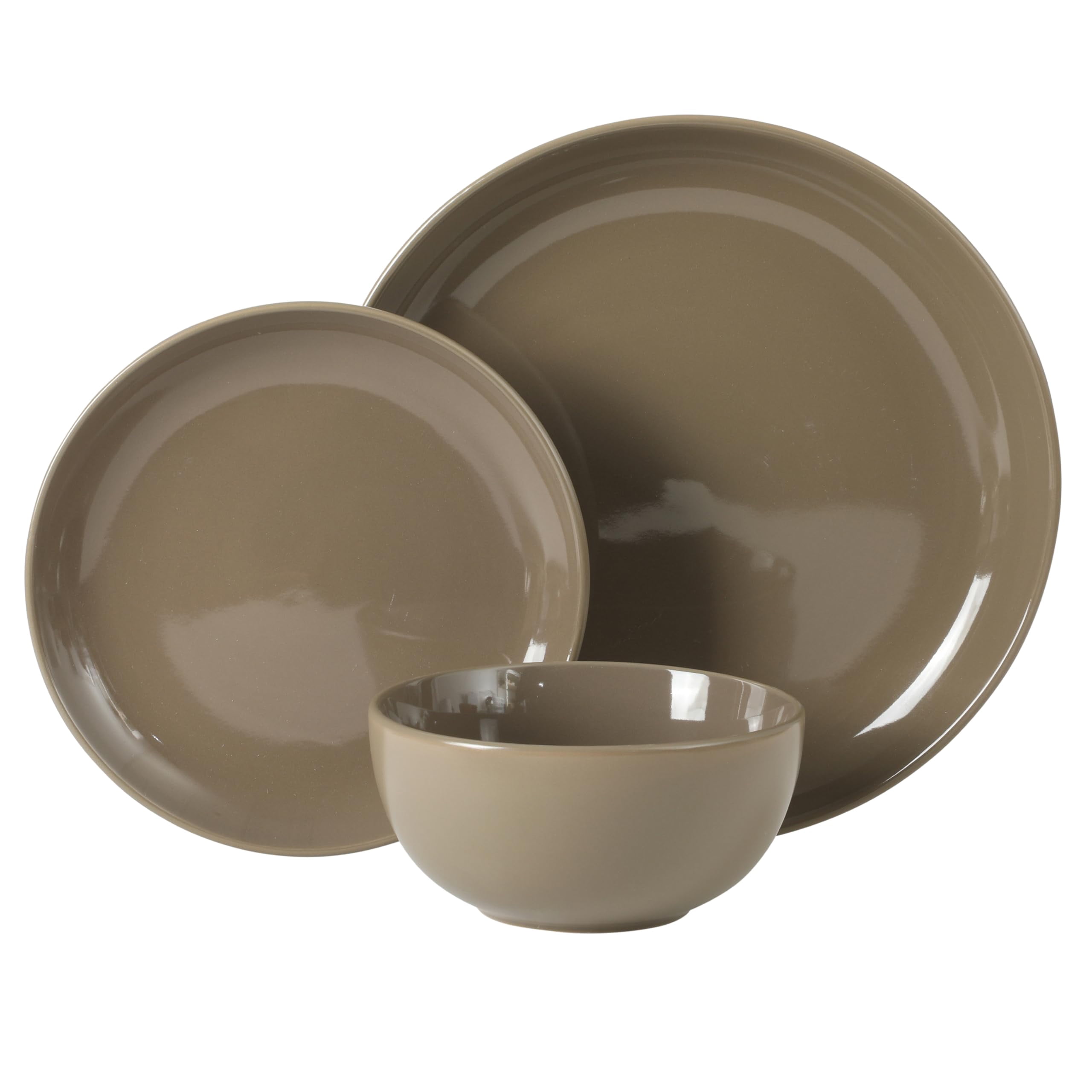 12-Piece Stoneware Dinnerware Set for 4, Cream Round Plates and Bowls, Modern Matte Finish, Microwave and Dishwasher Safe
