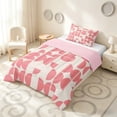 thumbnail image 2 of Manfei Mid-Century Geometric Twin Comforter Sets, Pink Semicircle Bedding Set, Pink Cream, Pink Reversible 2 Pieces, 1 Comforter and 1 Pillowcase, 2 of 6