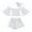 White, variant on FLMEI Kids Baby Girls 3PCS Outfits Flared Sleeve off Shoulder Tops + Shorts + Hairband Set Toddler Solid Colours Summer Clothes 1-6 Years