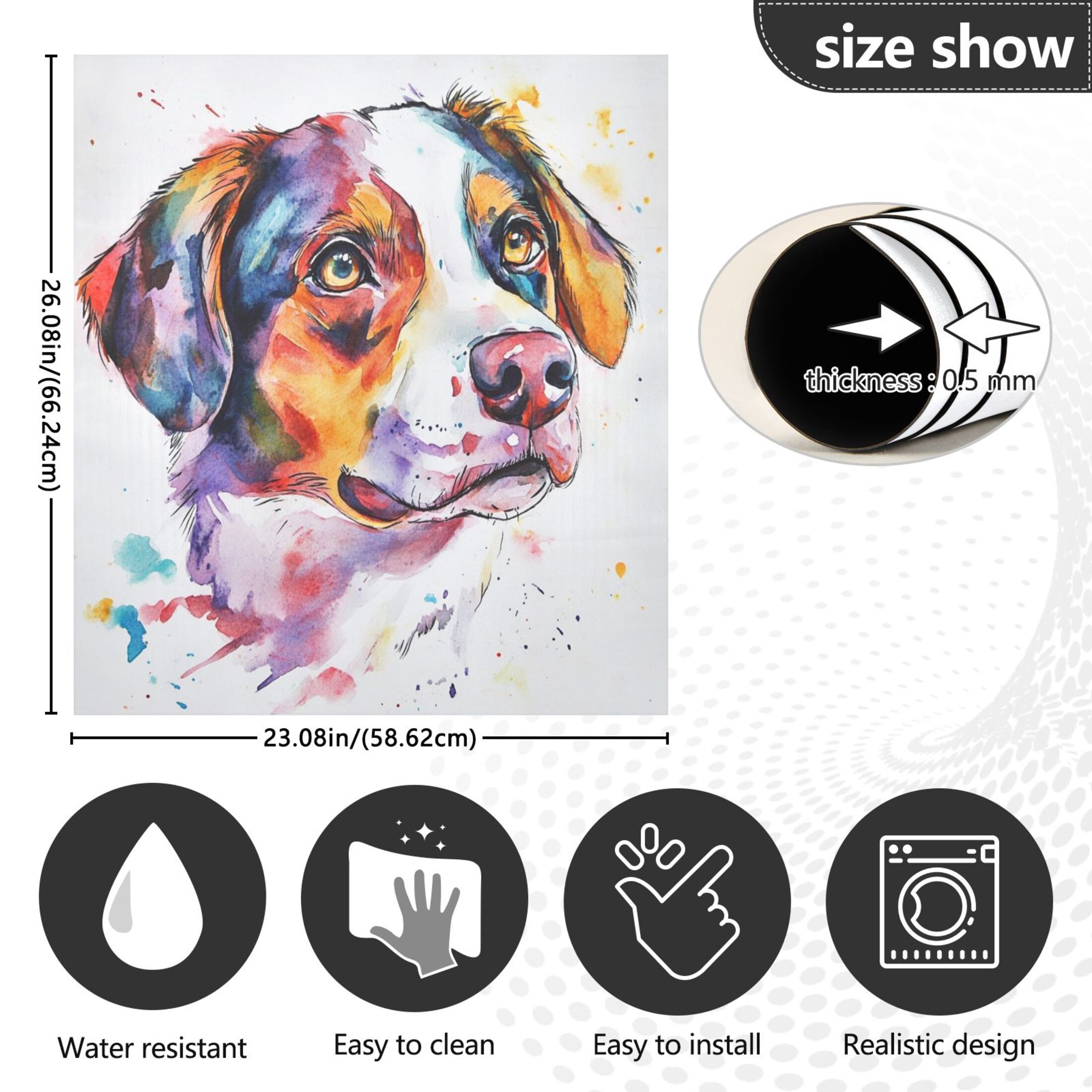 Dishwasher Magnetic Sticker 23x26 Inch Refrigerator Magnetic Sticker Washing Machine Magnetic Sticker Kitchen Panel Magnetic Sticker Home Decor Beautiful Watercolor Dog