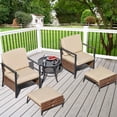 thumbnail image 1 of Costway 5PCS Patio Wicker Conversation Set Space Saving Cushions Chairs with Ottomans Table, 1 of 10