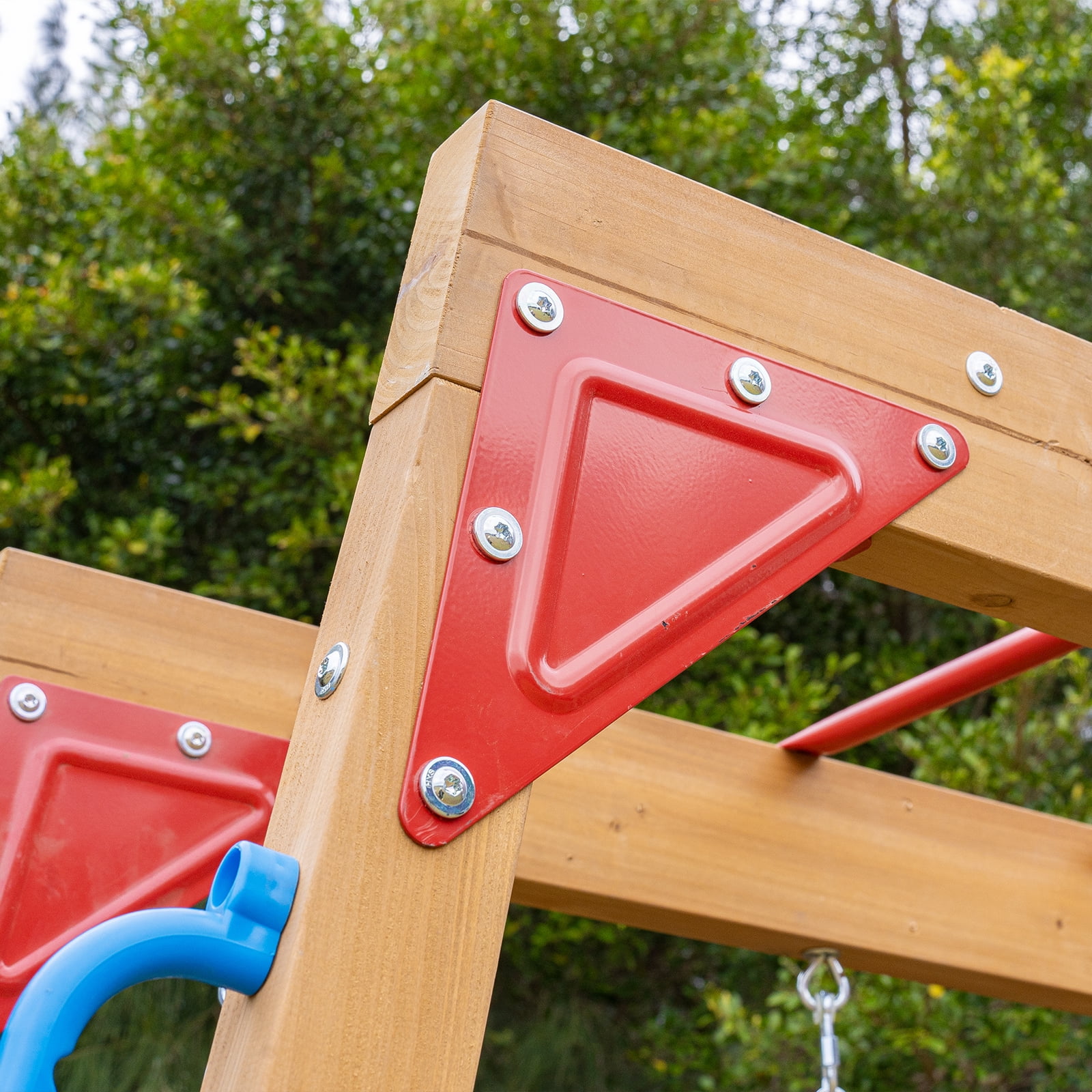 Dolphin Playground Cedar Wood Swing Set with Monkey Bars, Trapeze & 2 Belt Swings | Heavy-Duty Outdoor Backyard Playset for Kids | 440 lbs Capacity