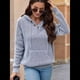 thumbnail image 5 of Sudadera de Lana Extragrande con Capucha y Colores Contrastantes para Mujer, de Punto, con Cuello en V, Informal, con Bolsillos Gris XL, 5 of 8
