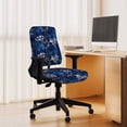 thumbnail image 7 of Polyester Office Chair Cover Set 2pcs Textured Leaves Chair Covers Blue Leaves Stretchable Chairs Slipcover for Universal Desk, 7 of 7