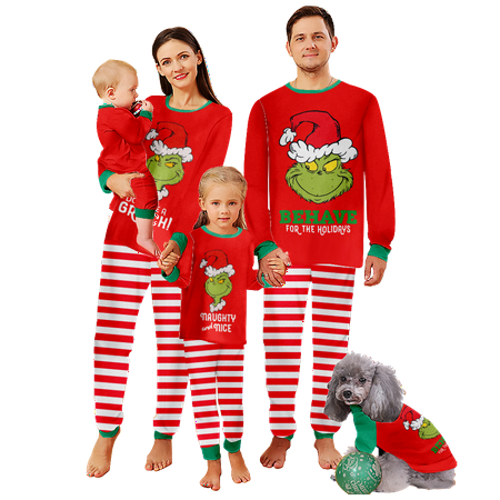 

FUNIER Matching Family Christmas Pajamas Sets Christmas Santa Monster Cartoon Print Baby-Kids-Adult-Pet Size 2 Pieces Top and Pants Bodysuits Unisex Pajamas Set