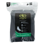 Athletic Works Men's Lightweight Ankle Socks, 12-Pack, Moisture-Wicking, Lightweight Fabric, Fits Shoe Sizes 6-12