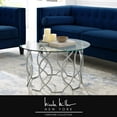 thumbnail image 1 of Nicole Miller Margie Coffee Table Clear Glass Round Top Sturdy Metal Frame Elegant Look, Silver, 1 of 7