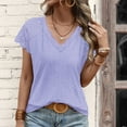 thumbnail image 2 of Timegard Womens Tops Eyelet Lace Cap Sleeve V Neck Comfy Tee Shirts Casual Tunic Tops Summer Fashion, 2 of 6