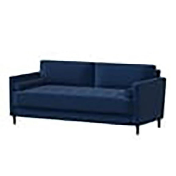 Hawthorne Collections Cushion Back Mid-Century Fabric Sofa in Navy Blue