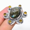 thumbnail image 2 of Natural Labradorite, Citrine Gemstone 925 Sterling Silver Ring Size 6, 2 of 2