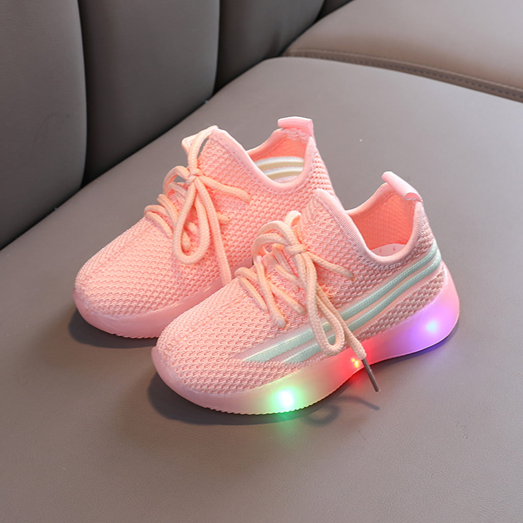 Kids Children Baby Girls Boys Cartoon Led Light Luminous Sport Sneakers Shoes 