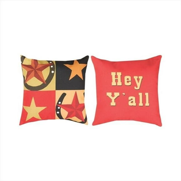 Manual Woodworkers and Weavers  Star Patterns Hey Y All Climaweave Pillow Digitally Printed 20 X 20 in.