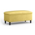 thumbnail image 1 of Émilie 39" Pouf de Rangement Rectangulaire Traditionnel en Velours Jaune Dijon, 1 of 7