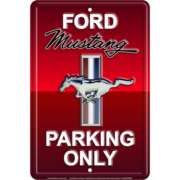HangTime Ford Mustang Parking Only 8x12 inch Sign Rapid Red