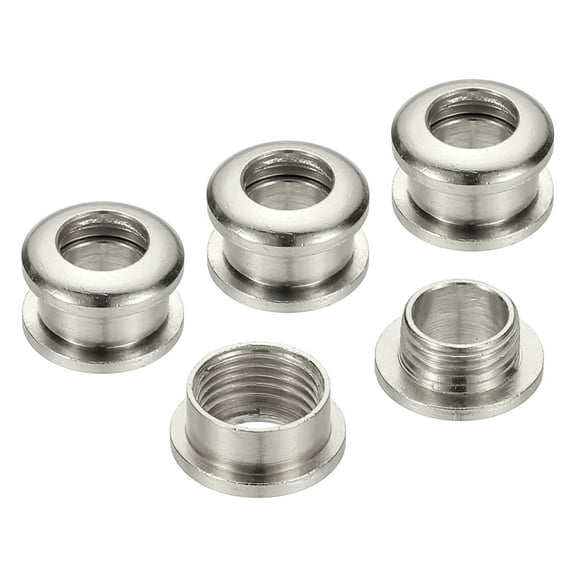 Uxcell 5mm(1/5 inch) Solid Brass Hole Eyelets, 4 Pcs Arc Surface Self Backing Grommets with Washer for Leather Craft, Silver Tone
