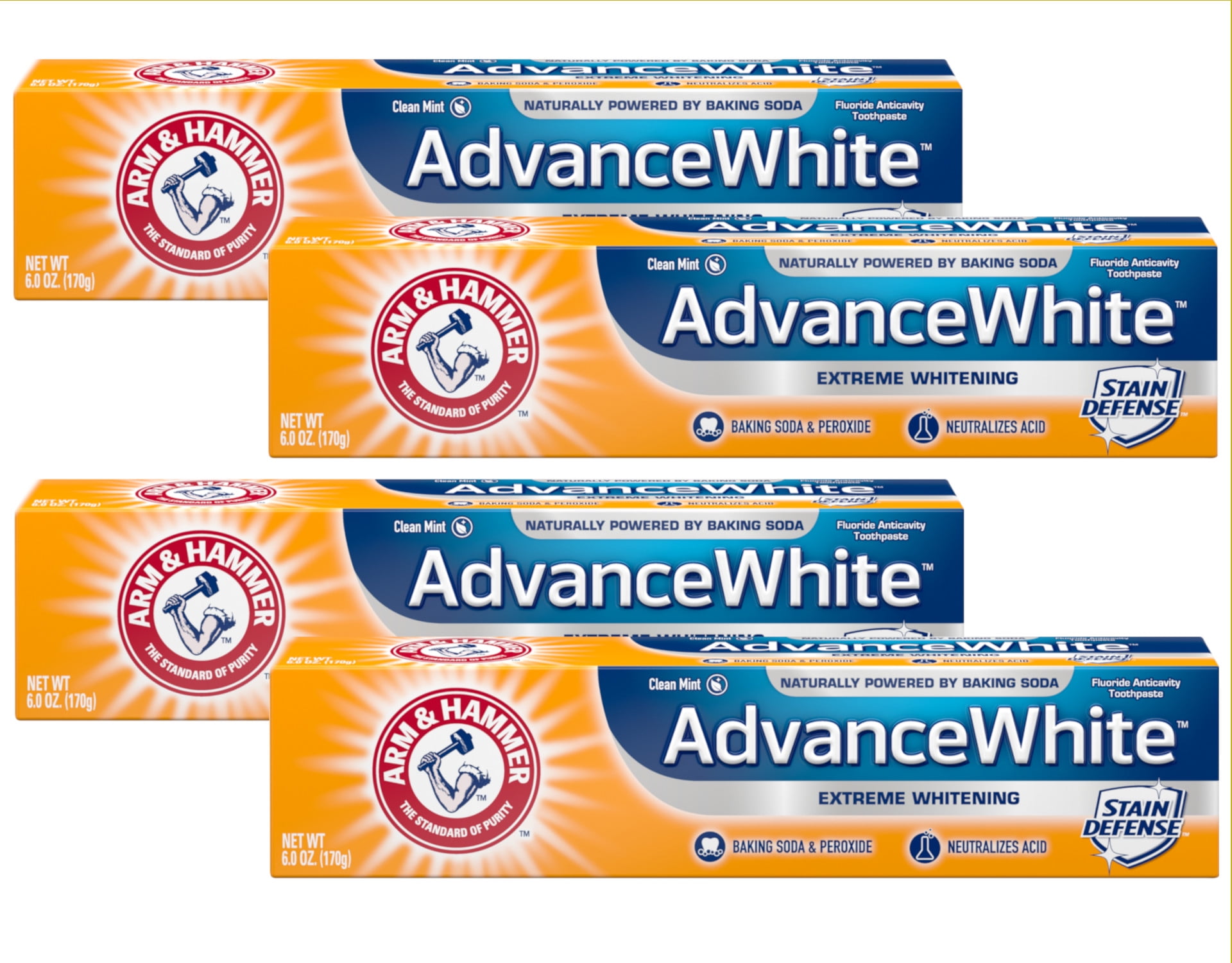 Pack of (4) Arm And Hammer Advance White Extreme Whitening Toothpaste Clean Mint - 6 O